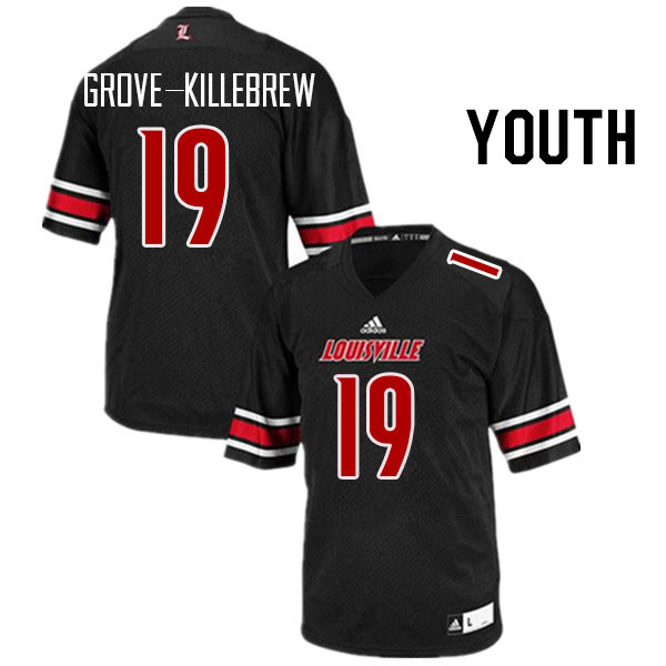 Youth #19 Marquis Grove-Killebrew Louisville Cardinals College Football Jerseys Stitched Sale-Black
